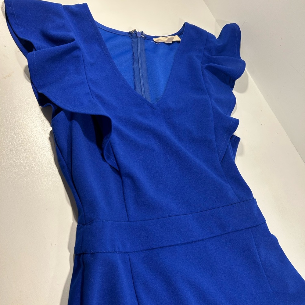 Entro Royal Blue Ruffle Sleeve Dress